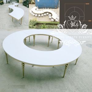 Bàn Mặt Trăng Bằng Thép Không Gỉ Sang Trọng Bàn Tiệc Cưới Khách Sạn Hình Bán Nguyệt - Product Image 1