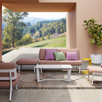 Ensemble de canapés d'extérieur modernes au design minimaliste, ensemble de canapés de patio en aluminium pour hôtel, canapés de jardin d'extérieur