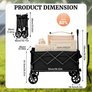 Gerobak Lipat Tugas Berat Kapasitas Beban 200kg 440lbs Ukuran Besar, Troli Camping, Gerobak Pantai Luar Ruangan - Product Image 2