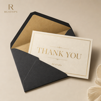 Carte de remerciement ultra-épaisse gaufrée avec logo personnalisé en feuille d'or de luxe, inserts d'emballage pour bijouteries haut de gamme et boutiques de parfums