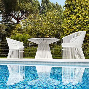 Sillas de Jardín Modernas de Alta Gama, Impermeables, con Protección Solar, de Aluminio y Ratán PE, Juego de Muebles de Patio con Mesa y Sillas, de Fábrica - Product Image 3