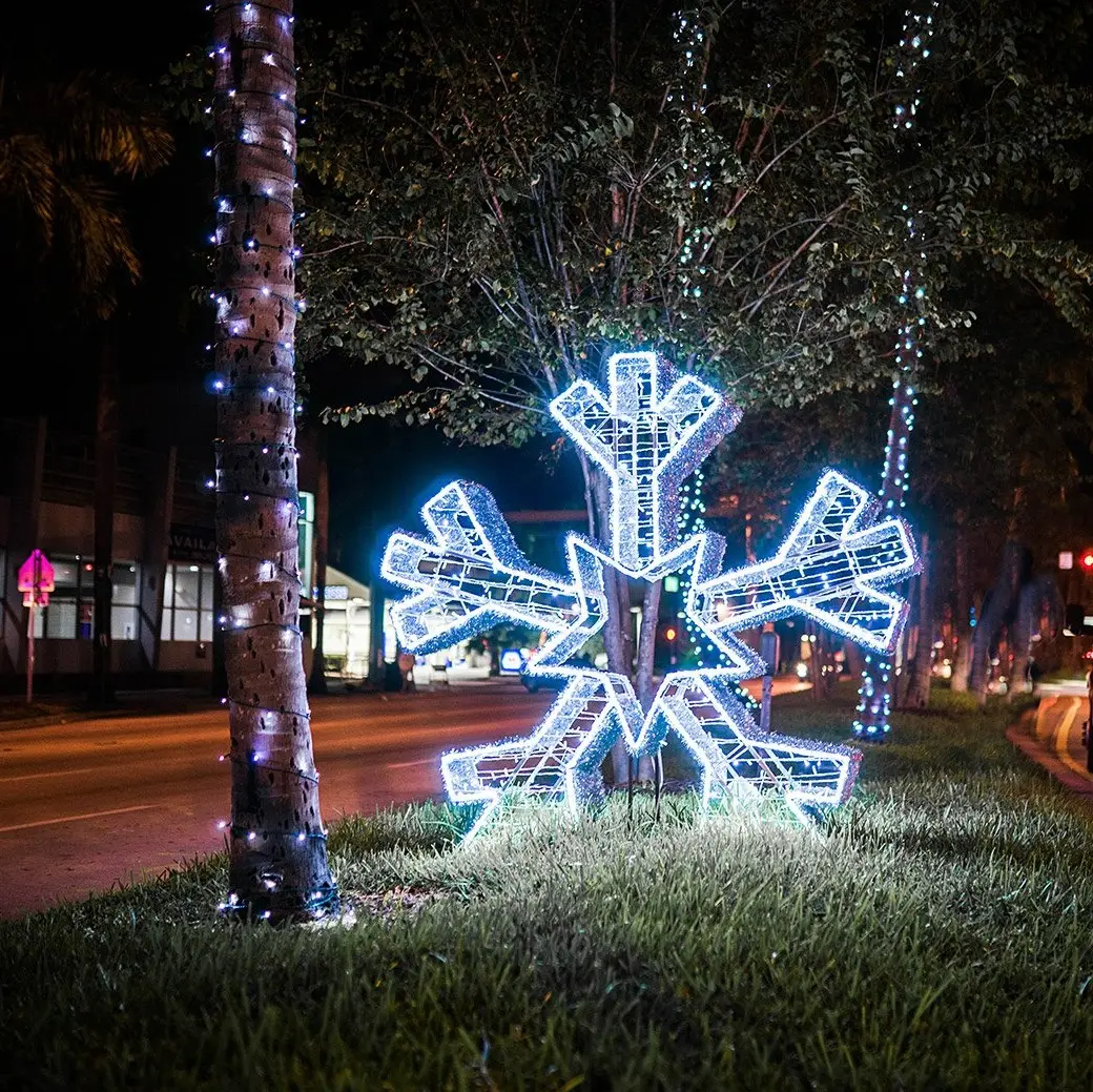 Large 3d Rope Depot Motifs Street Lights Ramadan Christmas Sculpture Snowflake Motif Light