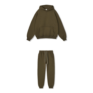 350G Cotton Blend Fleece Winter Hoodie & Pant Set | ODM Supply | Sporty Loungewear for Gym & Daily Use - Product Image 2