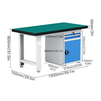 Banco de Trabajo Metálico Resistente con Gabinete Lateral y Capacidad de Carga de 500 kg, Diseño Moderno para Reparación de Electrónica y Laboratorio de Montaje