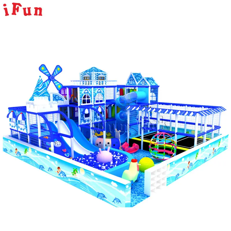 Zona de juegos para niños de Interior de 1000 pies cuadrados con casa de Cosplay, parque infantil suave con juego de proyector de diapositivas múltiples