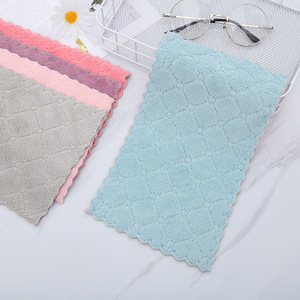 Paño de cocina de doble cara de coral polar estilo europeo-americano, rectangular, antiadherente, sin pelusas, para limpiar ollas y sartenes. - Product Image 2