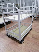 Chariot à deux niveaux robuste pour pièces de vêtements coupées |   Chariot de transport de tissus avec rail