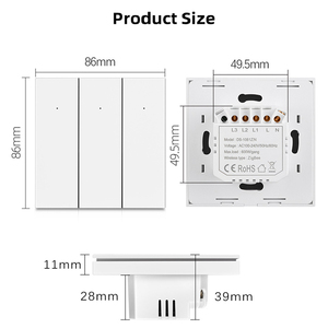Sakelar Dinding Pintar ZigBee 3 Gang 1 Arah, Kabel Netral Diperlukan, Tombol Tekan EU UK, Berfungsi dengan Alexa Google Home 100-240V CE ROHS - Product Image 6