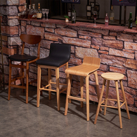 Meubles de restaurant modernes, tabouret de bar, chaise de restaurant en bois massif, chaise en bois avec dossier et assise confortable