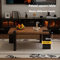 Grande table basse carrée vintage moderne en bois massif et style rétro français de luxe léger pour petits appartements pour le salon