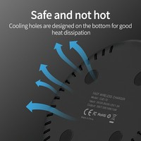 Chargeur sans fil rond 15W à chargement rapide avec support réglable pour lumière LED Mini Q I chargeur portable pour montres Smartphones