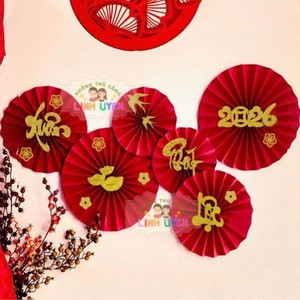 Éventails en papier vietnamiens pour mariage, pendaison de crémaillère, fête de la mi-automne et décorations du Nouvel An - Chine - Product Image 4