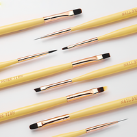 Manche en bois jaune nouveau fournisseur d'ongles 3D fleur Liner Gel UV peinture Logo personnalisé pinceaux professionnels d'art des ongles