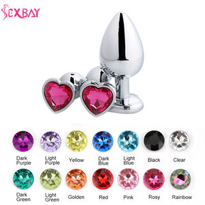 Sexbay marque privée plug anal en métal trois pierres précieuses fond godemichet anal extenseur hommes et femmes jouet sexuel bout à bout - Product Image 2