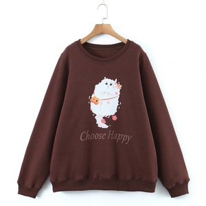 เสื้อสเวตเชิ้ตผ้าฟลีซลายการ์ตูนสำหรับผู้หญิงรุ่น N8559 คอกลม แขนยาว ไซส์พลัส พร้อมป้ายยี่ห้อ - Product Image 1