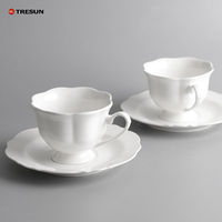 Ensemble de tasses et soucoupes à café en porcelaine fine blanche britannique pour boissons à base de café de spécialité, latte, espresso, café au lait, mocha