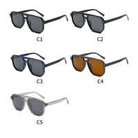 2024 à la mode Double pont luxe carré lunettes de soleil polarisées pour femmes surdimensionné Logo personnalisé cadre lunettes de soleil pour hommes femmes
