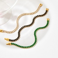 Bracelet tennis tendance en acier inoxydable plaqué or, serti de zircons, fait main