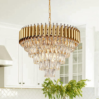 Lustre en cristal doré nordique moderne de luxe K9 fournisseur de lumière pendante d'intérieur de conception américaine
