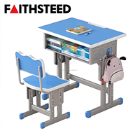 Ensemble bureau et chaise réglables en hauteur pour enfants, école primaire, structure en acier ergonomique avec rangement pour livres