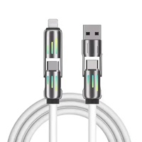 Cable de Carga 4 en 1 de 240W con Indicador LED de Luz Intermitente, Cables de Silicona Multi USB Tipo C de 3 y 4 Pies para iPhone y Samsung, ¡Gran Venta!