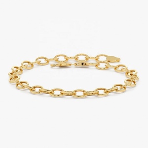 สร้อยข้อมือแบบโซ่ลายวงรี ดีไซน์พิเศษ ชุบทอง 14K ทำจากสแตนเลสสตีล เครื่องประดับแฟชั่นสำหรับผู้หญิง - Product Image 1