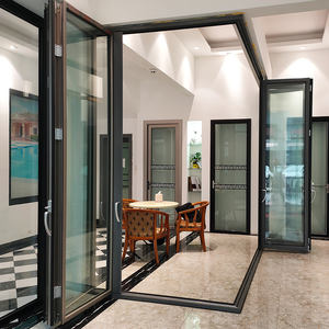 Système de portes pliantes en accordéon à double vitrage en aluminium pour patio extérieur de villa Yuantai, imperméable et pliable - Product Image 1