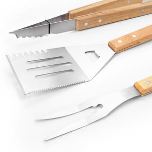 Ensemble de 3 ustensiles de barbecue d'extérieur en acier inoxydable, résistants à la chaleur, durables, exclusifs, avec fourchette, spatule et <span class=keywords><strong>pince</strong></span> - Product Image 2