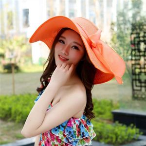 Wholesale Oversized Ladies Big Brim pink Foldable <b>Summer</b> Beach Big Floppy <b>Straw</b> <b>Hats</b> - Product Image 3