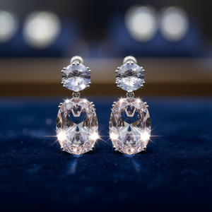 Pendientes de cristal de lujo para mujer, color azul oscuro E491, joyería para fiesta, pendientes con engaste de garra y diamantes de imitación - Product Image 2