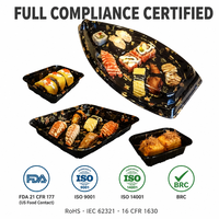 Plateau à sashimi jetable de qualité alimentaire en BOPS, emballage thermoformé, plateau à sushi en gros