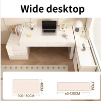 Ensemble 3 pièces moderne en bois de chêne massif couleur crème : Bureau d'angle tout-en-un, Table de maquillage et d'étude pour filles, Armoire de chambre