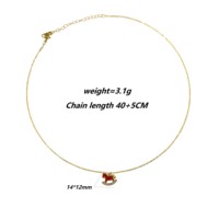 Ensemble de bijoux Cheval du Zodiaque Chinois, 3 pièces : Collier, Bracelet, Boucles d'oreilles, en Acier Inoxydable Plaqué Or PVD avec Coquille Rouge, Cadeau Porte-Bonheur