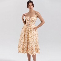 Gaun Midi Kasual Musim Gugur Model Bodycon Berdetail Pinggang Melebar dengan Tali Spaghetti dan Belahan Samping, Cocok untuk Kerja dan Liburan, dari Pabrik Sumber ODM OEM