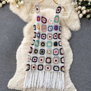 Nuovi arrivi <span class=keywords><strong>estivi</strong></span> personalizzati maglione lavorato a mano Vintage Vintage maglione senza maniche lavorato a maglia Boho uncinetto - Product Image 3