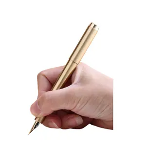 Raw Brass Fountain Pen Extra Fine Nib Classic Design Smooth Writing