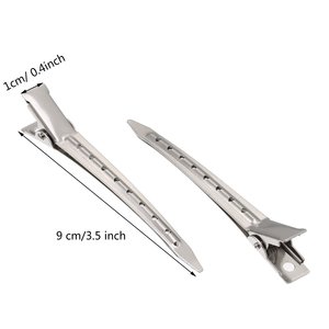 Pinzas de Pelo Multifuncionales de Metal Tipo Pico de Pato y Cocodrilo, Plateadas, para Uso Diario y Seccionado, Ideales para Salones de Belleza - Product Image 2
