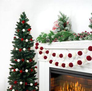 Guirlande de boules de Noël en velours neutre, ornements suspendus pour table, cheminée et escalier - Product Image 4