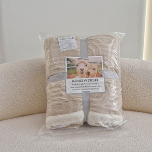 Modern Boho Style Beige <b>Bed</b> Blanket 3D Textured Sherpa <b>Throw</b> 200x230cm Poland Warehouse Ready to Ship - Product Image 5
