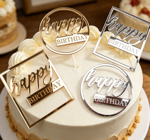 Targhetta in plastica dorata best-seller, <span class=keywords><strong>auguri</strong></span> di <span class=keywords><strong>compleanno</strong></span>, ingredienti per torte in acrilico quadrati <span class=keywords><strong>e</strong></span> rotondi, decorazioni per torte, strumenti per la cottura - Product Image 1