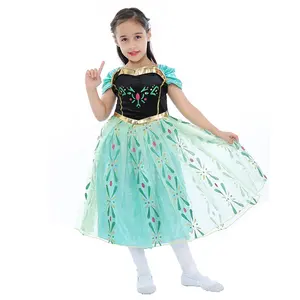 Toptan cosplay elbise anna yeşil prenses-Yeni kız karnaval kostüm çocuk Cosplay parti film kostüm prenses elbiseler Anna kostüm
