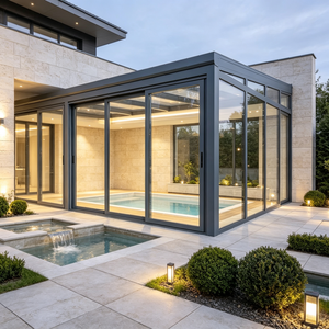 Pavillon de jardin modulaire triangulaire vitré en aluminium, résistant aux intempéries, pour balcon, <span class=keywords><strong>terrasse</strong></span>, véranda, maison en verre, villa, hôtel, mur-rideau - Product Image 6
