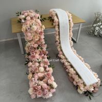 Chemin de fleurs artificielles pour décoration florale de scène de mariage, pièce centrale de rangée d'allée et décoration de scène