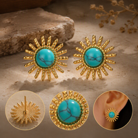 Boucles d'oreilles en pierre naturelle, style bohème vintage, adaptées aux rendez-vous, aux fêtes, aux vacances, livraison rapide