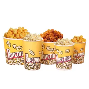 Secchio di carta da imballaggio in cartone bianco senza molla per alimenti usa e getta per tazza di Popcorn Snack personalizzata per Snack