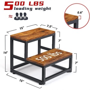 Tabouret à double niveau pour enfants, en bois et en fer, hauteur 35.5cm, durable pour usage domestique, tabouret bas de style nordique - Product Image 4
