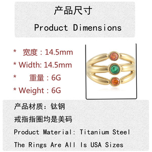 yunnique <b>Titanium</b> Steel Hollow Gemstone <b>Ring</b> Gold Bezel Setting Unisex Fashion Jewelry 210136 - Product Image 2