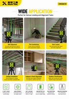 Kit de niveau laser vert DIY pour améliorations domestiques, base rotative, auto-nivelant, alimenté par 3 piles au lithium, 3 points pour la pose d'images