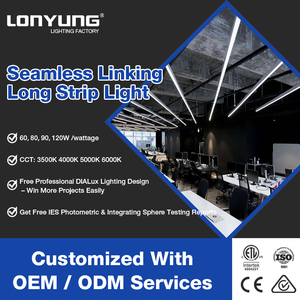 Lampu Kantor Dalam Ruangan Modern 4ft 8ft Aluminium Lampu Gantung LED Linear yang Dapat Disambung Lampu Linear LED Komersial - Product Image 2