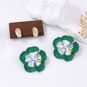 4 Color BOHEMIA Summer Beach Style Exaggerated Alloy Pink Color <b>Flower</b> Drop Earrings - Product Image 2
